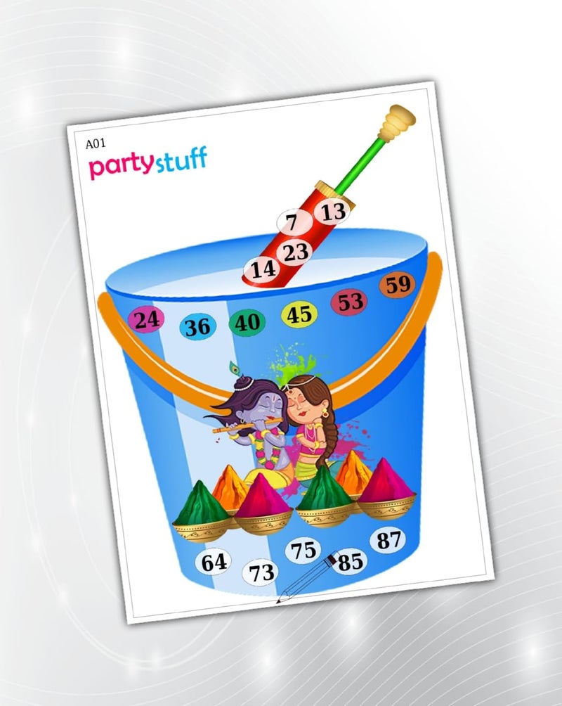 PartyStuff Tambola Housie - Holi Bucket kukuba (24 Piece) - Image 1