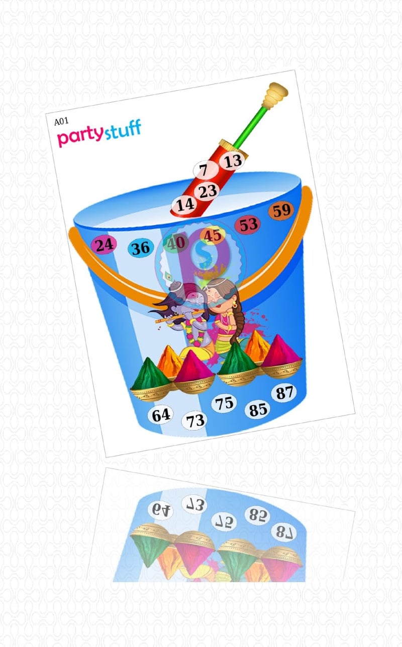 PartyStuff Tambola Housie - Holi Bucket kukuba (24 Piece) - Image 2