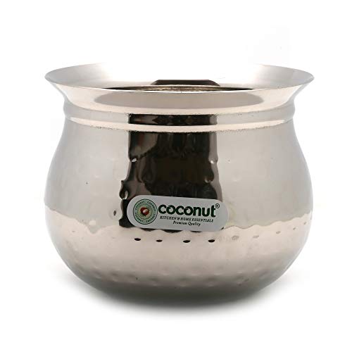 Coconut Stainless Steel - Cookware/Oreo Hammered Handi -1 Unit - Capacity - 1850 ML - Image 1
