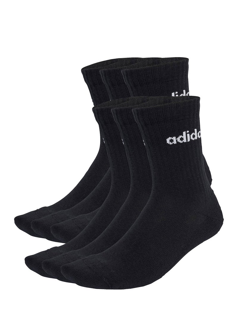 Adidas 6 Pack Linear Cushioned Crew Socks  - Image 1