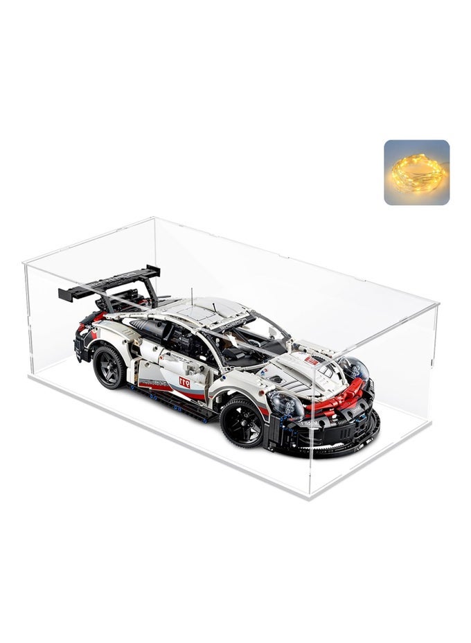 Acrylic Display Case with White Base, Display Boxes for Collectibles Dustproof Protection Showcase (60x30x20 cm / 23.6x11.8x7.9 inch, White)
