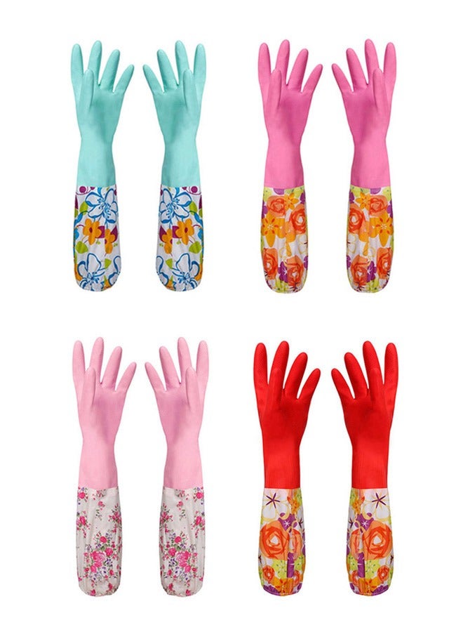 كوازيفي 4 أزواج من قفازات غسل الأطباق المطاطية، قفازات تنظيف رائعة لغسل الأطباق - Image 1