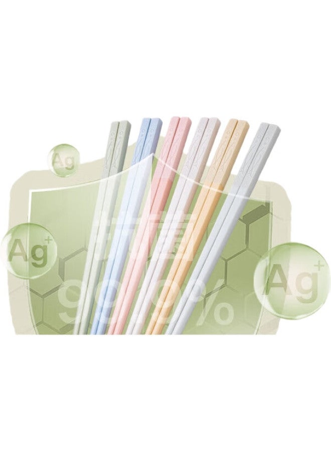 JD.com Jingzao Chopsticks, Household Color-Coded Alloy Chopsticks, Antibacterial And Heat-Resistant, One Pair Per Person, Morandi Color Series, 6 Pairs Set - Image 2