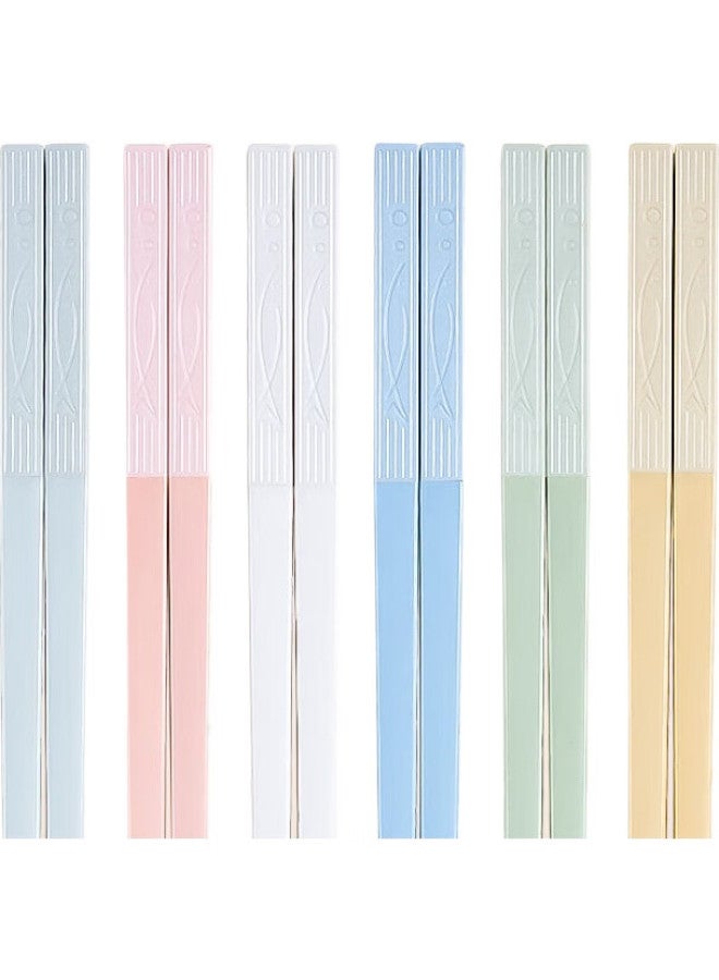 JD.com Jingzao Chopsticks, Household Color-Coded Alloy Chopsticks, Antibacterial And Heat-Resistant, One Pair Per Person, Morandi Color Series, 6 Pairs Set - Image 1