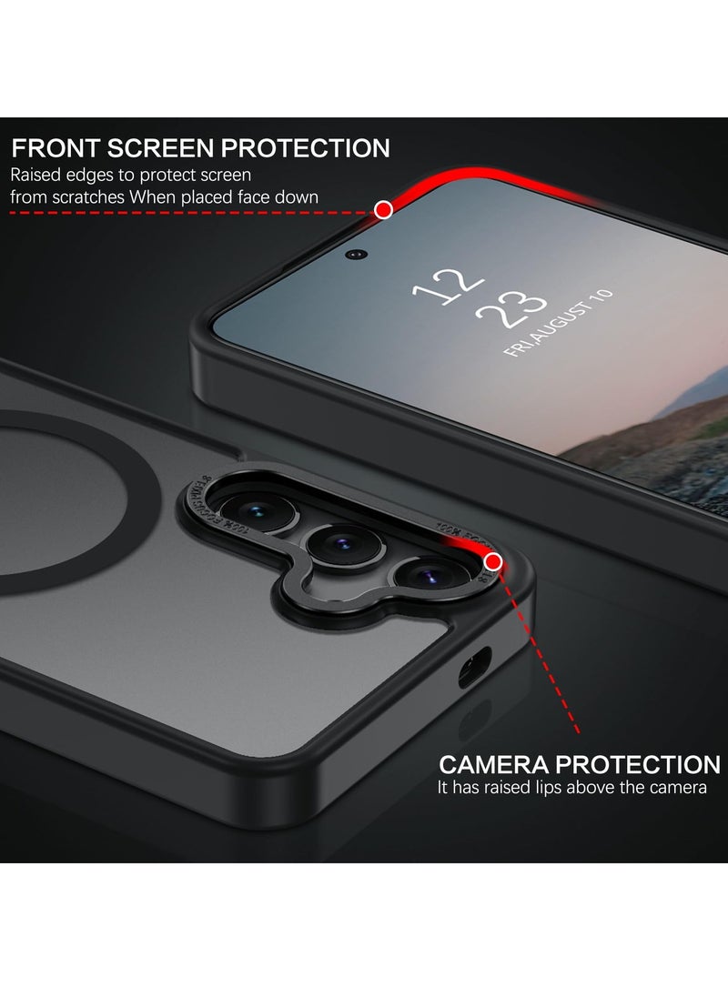 Eligo for Samsung S24 Case, Compatible with MagSafe, Magnetic Translucent Matte Back Shockproof Cover with Strong Magnet, Slim Thin Full Protection Phone Case for Galaxy S24 5G (Black)  - Image 5