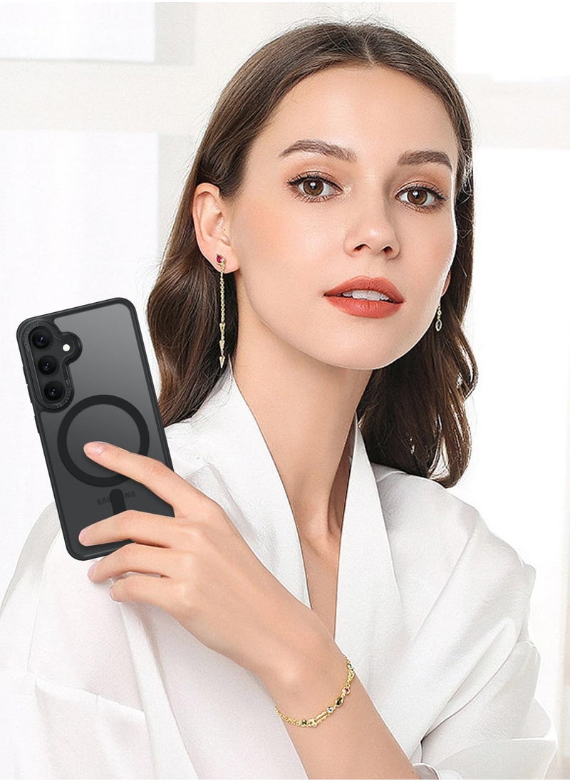 Eligo - for Samsung S24 Case, Compatible with MagSafe, Magnetic Translucent Matte Back Shockproof Cover with Strong Magnet, Slim Thin Full Protection Phone Case for Galaxy S24 5G (Black) - Image 1