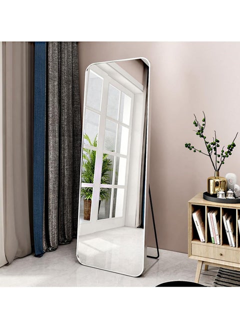 Vparty Large Full-Length Standing Mirror (50x160cm) with HD Imaging, Aluminum Alloy Frame, and Stable Stand Bracket – Durable and Stylish Floor Mirror with Arched Design, Freestanding or Wall-Mounted, Functional Accent Mirror for Bedroom, Hallway, Living Room, and Entryway, Modern Home Decor, Leaning or Hanging Full Body Mirror (Silver)