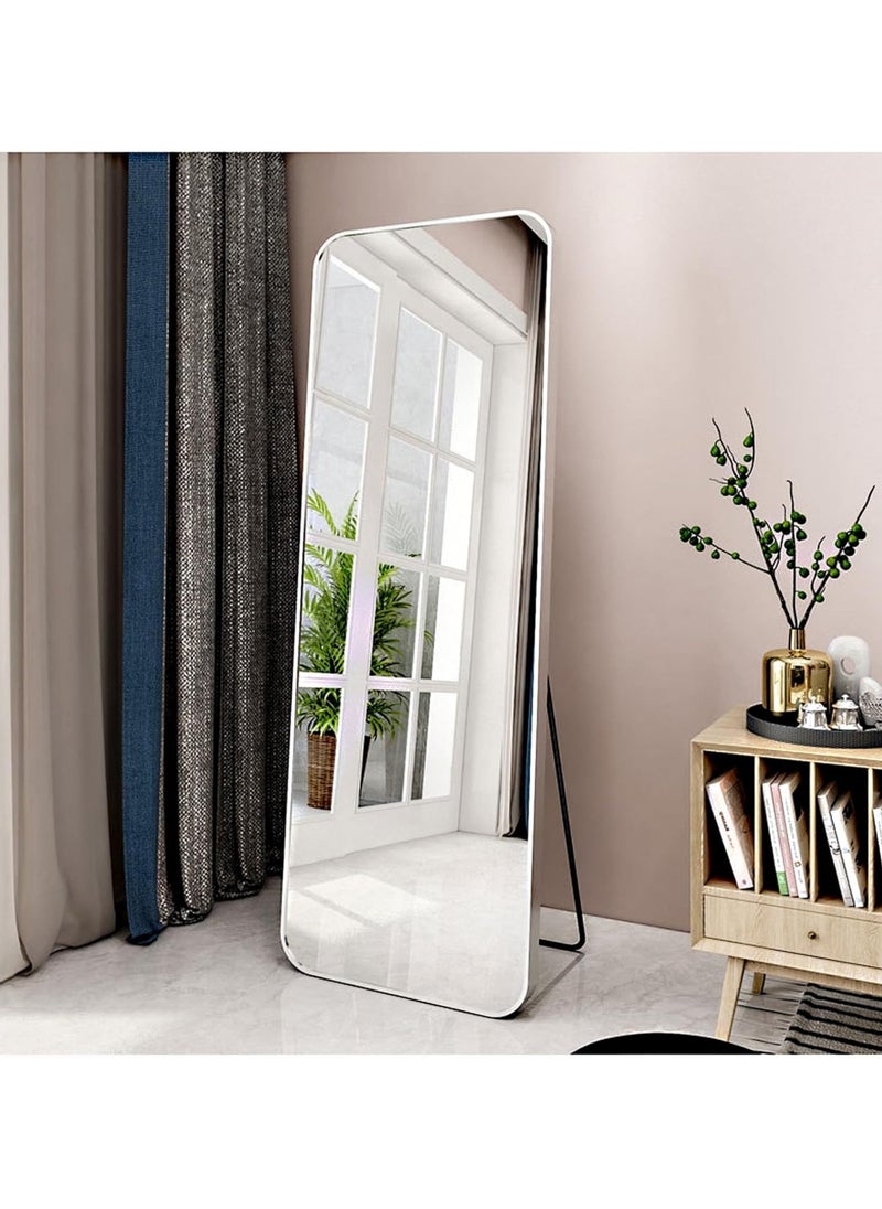 Vparty - Vparty Large Full-Length Standing Mirror (50x160cm) with HD Imaging, Aluminum Alloy Frame, and Stable Stand Bracket – Durable and Stylish Floor Mirror with Arched Design, Freestanding or Wall-Mounted, Functional Accent Mirror for Bedroom, Hallway, Living Room, and Entryway, Modern Home Decor, Leaning or Hanging Full Body Mirror (Silver) - Image 1