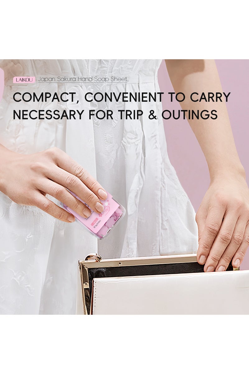 Laikou Japan Sakura Hand Soap, No-Tug Cleanser, Nourishing Hands, Portable, Travel Essential, 1 Box - Image 3