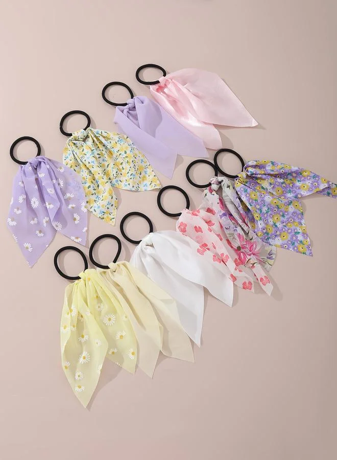 Set of 10 - Floral Print Hair Ties