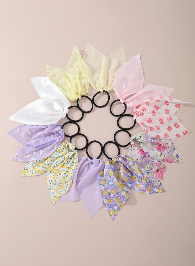 Take Two Set of 10 - Floral Print Hair Ties - Image 3