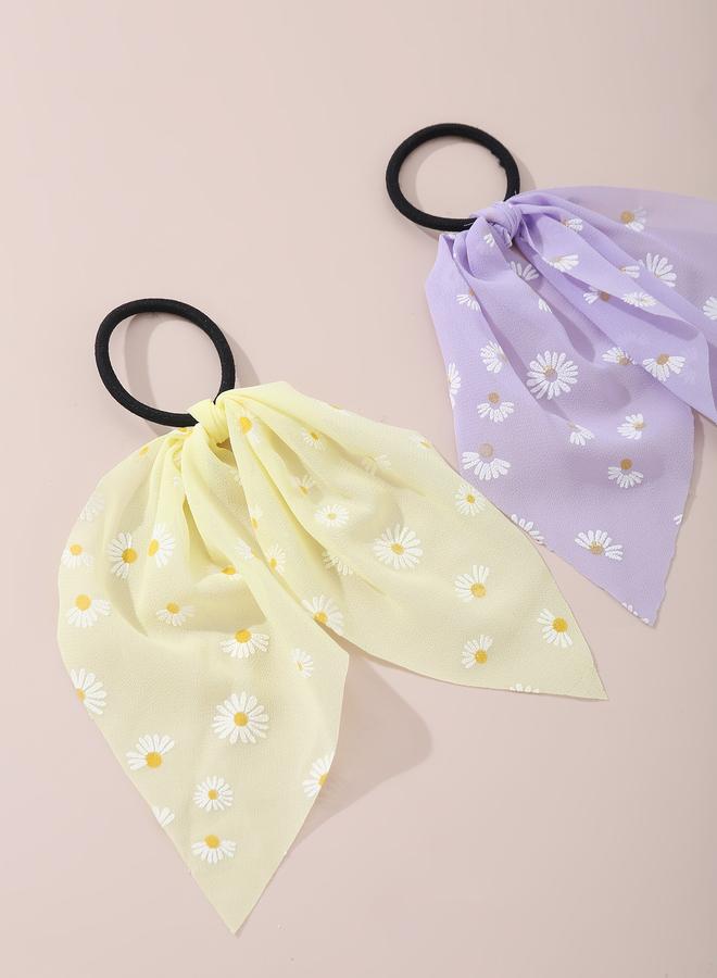 Take Two Set of 10 - Floral Print Hair Ties - Image 2