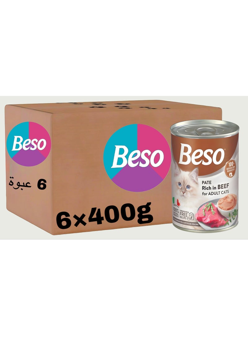 Beso Wet cat food (6 packs) - Beso - Beef flavor - 6 × 400g  - Image 1