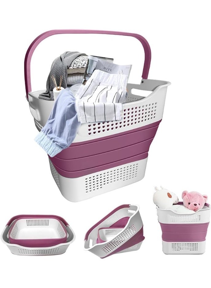 FALAHOM 40L Collapsible Laundry Basket Pop Up Clothes Storage Organizer with Handle, Portable Clothing Washing Container Tub, Foldable Space Saving Hamper for Adults Kids - Image 1