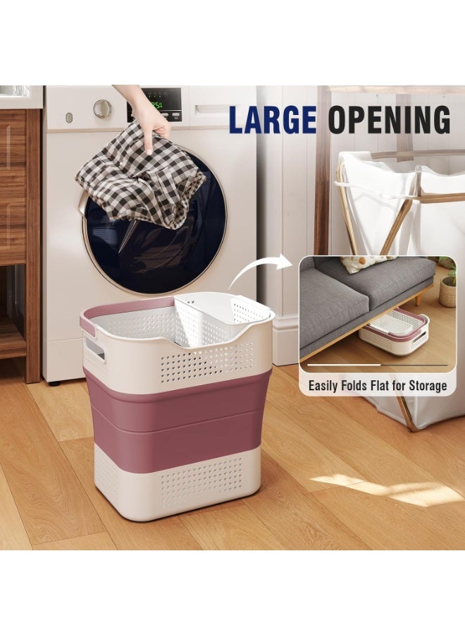 FALAHOM 40L Collapsible Laundry Basket Pop Up Clothes Storage Organizer with Handle, Portable Clothing Washing Container Tub, Foldable Space Saving Hamper for Adults Kids - Image 4