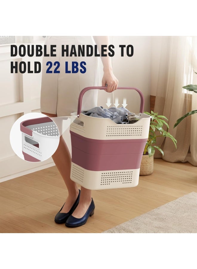 FALAHOM 40L Collapsible Laundry Basket Pop Up Clothes Storage Organizer with Handle, Portable Clothing Washing Container Tub, Foldable Space Saving Hamper for Adults Kids - Image 5