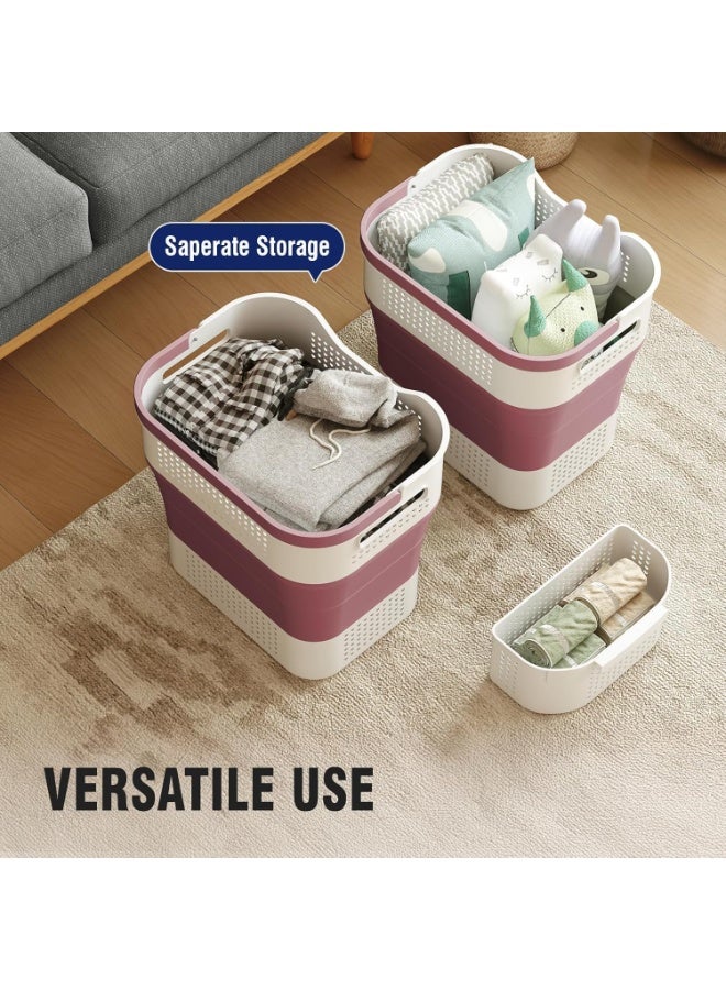 FALAHOM 40L Collapsible Laundry Basket Pop Up Clothes Storage Organizer with Handle, Portable Clothing Washing Container Tub, Foldable Space Saving Hamper for Adults Kids - Image 2