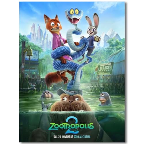 BILVAZOG Animal Zootopia 2 Poster For Fans Kids Room Bedroom Wall Decor -Movie Zootopia Posters Canvas Prints Picture For Teen Boy Girls Gifts - Image 1