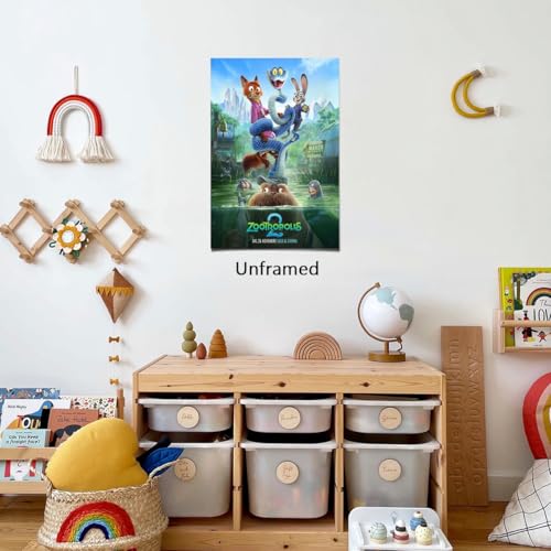 BILVAZOG Animal Zootopia 2 Poster For Fans Kids Room Bedroom Wall Decor -Movie Zootopia Posters Canvas Prints Picture For Teen Boy Girls Gifts - Image 4