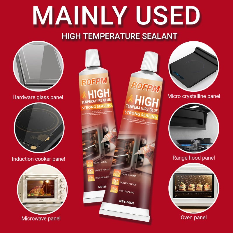 ROFPM High Temperature Silicone Adhesive - 3.38 floz Black RTV Silicone Repair Glue Kit, Heat Resistant Glue for Oven, Microwave, Grill,Stoves(50ml*2) - Image 5