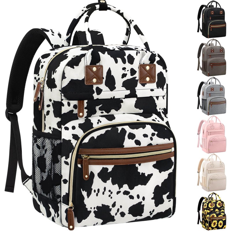 Tenot Large Capacity Baby Diaper Bag Backpack with Insulated Pockets, Waterproof, Stylish Cow Print Design, Suitable for Boys and Girls - Image 1