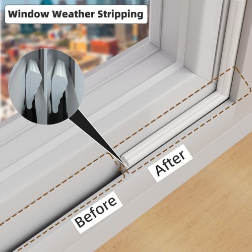 cuysfead 16.4 Ft Weather Stripping Seal Strip for Doors/Windows,Soundproofing Window Insulation Draft Stopper for Winter, Selfadhesive Foam Weather Strip for Door Frame,Door Gap Filler Noise Blocker(White) - Image 4