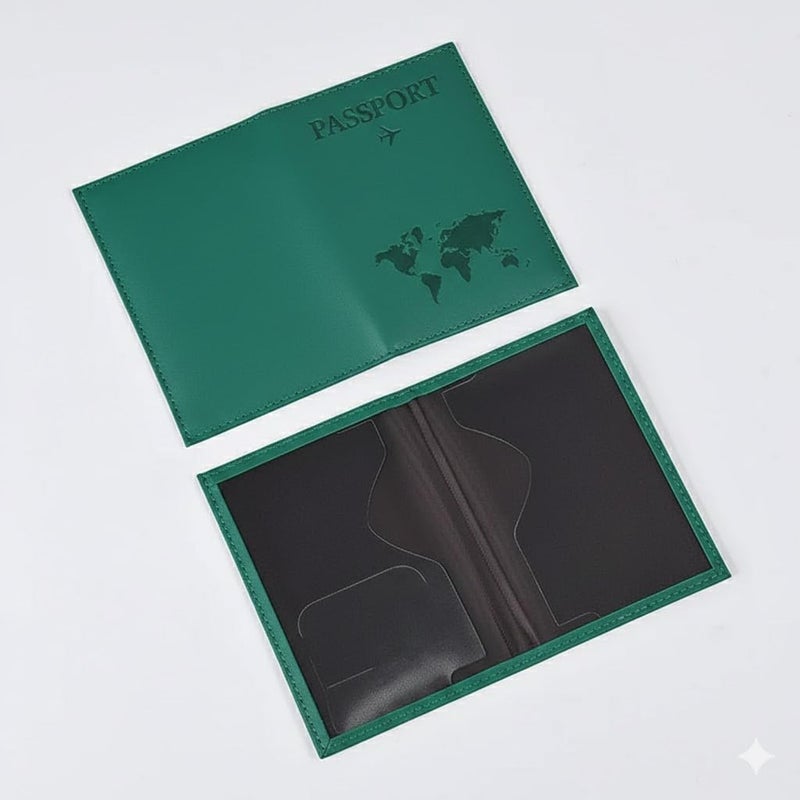 MySouqEg | Leather Passport Holder for Couples New Wedding Gifts Travel Document Bag Passport Cover Passport Bag PU Business Card Holder (Green)
