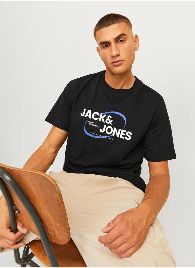 JACK & JONES Logo Print Crew Neck T-Shirt