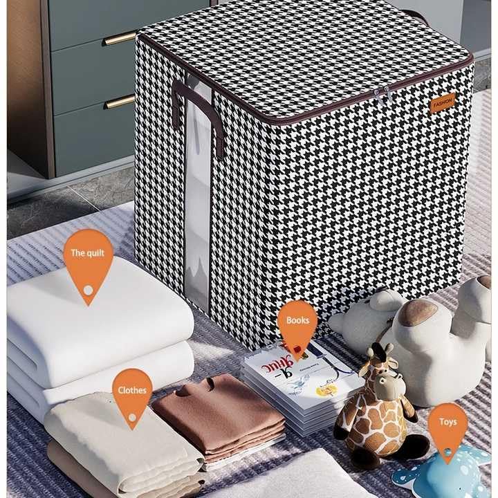 ZEELPETAL Storage Bags Cupboard Wardrobe Storage Organizer Large Blanket Clothes Organization and Storage Containers for Comforter Bedding Foldable Organizer Grey NonWoven Fabric 1pc Multi - Image 4