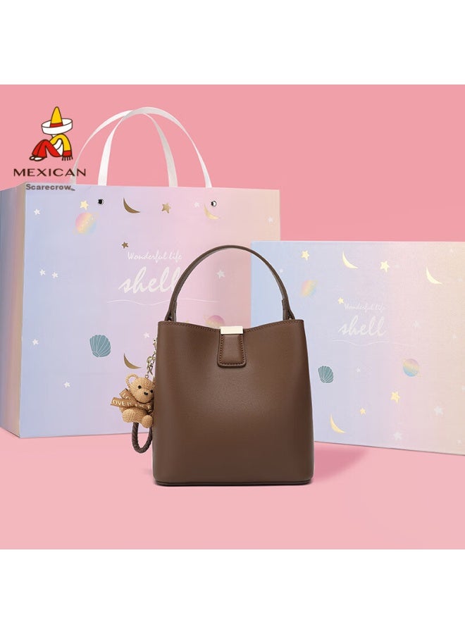 Scarecrow Handbag For Women, New Cowhide Shoulder Crossbody Bucket Bag, Birthday Gift For Girlfriend Or Wife On Qixi Festival Or Valentine's Day - Image 4