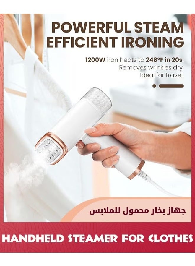 EETU Steamer For Clothes,Foldable Handheld Clothing Wrinkles Remover Garments,30-Second Fast Heat-up,120ml Water Tank for Home Travel,White - Image 2