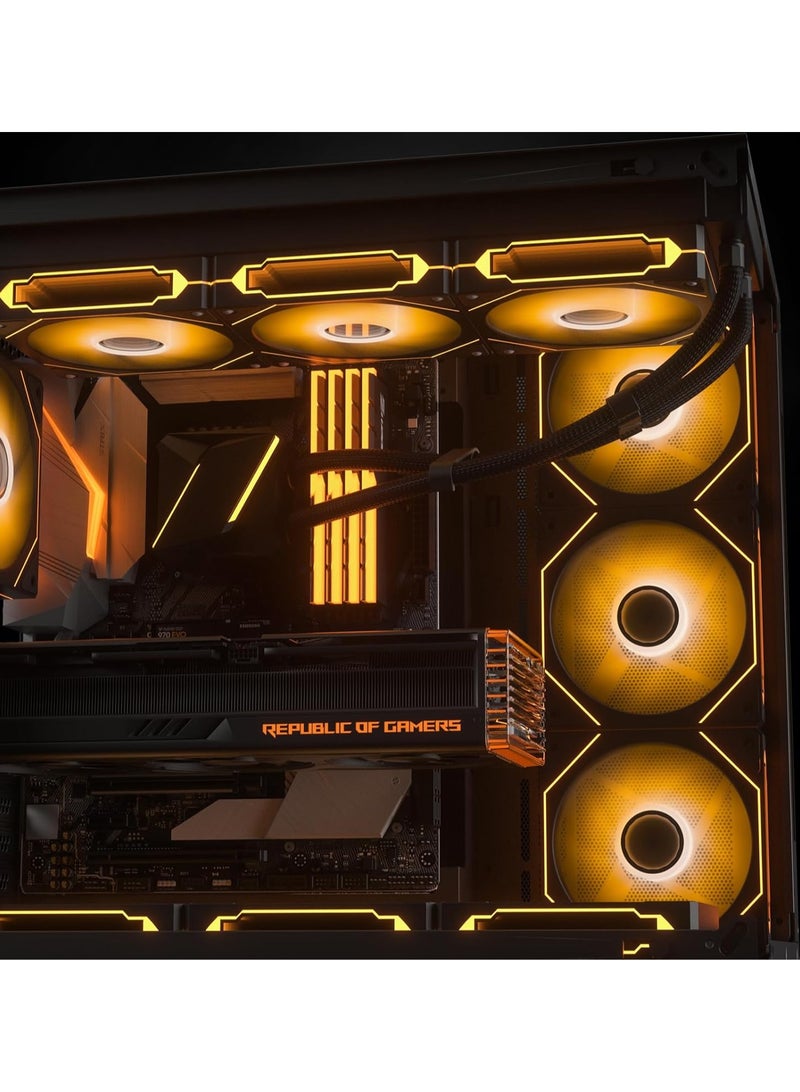 Black 120-3 in 1 120 mm Infinity Mirror Design Case Fans with PWM Control & ARGB Effect, Hydraulic Bearing for Low-Noise Operation - Suitable for Most PC Cooling Systems - Black  - Image 4