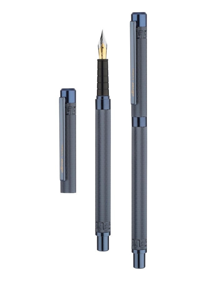 Oliver Urban Premium Fountain Pen – Blueberry Blue Metal Body, No.5 Dual-Tone Stainless Steel Nib, Textured Grip, Luxury Gift Box - Image 4