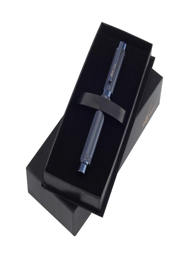 Oliver Urban Premium Fountain Pen – Blueberry Blue Metal Body, No.5 Dual-Tone Stainless Steel Nib, Textured Grip, Luxury Gift Box - Image 5