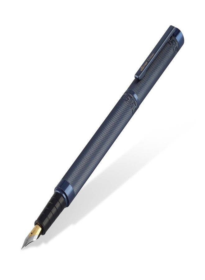 Oliver Urban Premium Fountain Pen – Blueberry Blue Metal Body, No.5 Dual-Tone Stainless Steel Nib, Textured Grip, Luxury Gift Box - Image 2