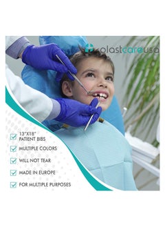KASTWAVE Disposable Dental Bibs, 3 Ply Waterproof Tattoo Bib Sheet for Dental Clinic, Tattoo Staion and Salon, Blue (125 Pack - 13"x18")  - Image 2
