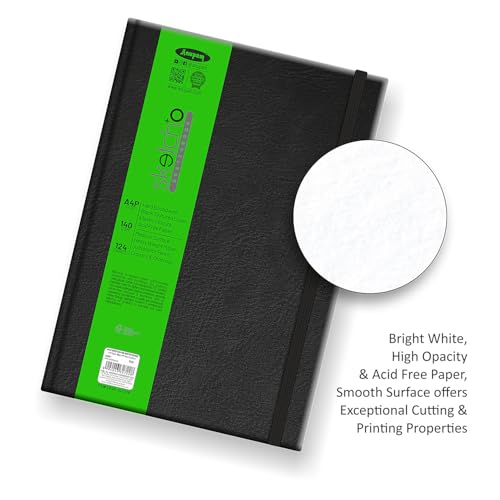 Anupam SketchO Sketch Book Hardbound Square Drawing Notebook Acid Free Paper Elastic Clouser for Artists Students -124 Pages 140 GSM - Image 5