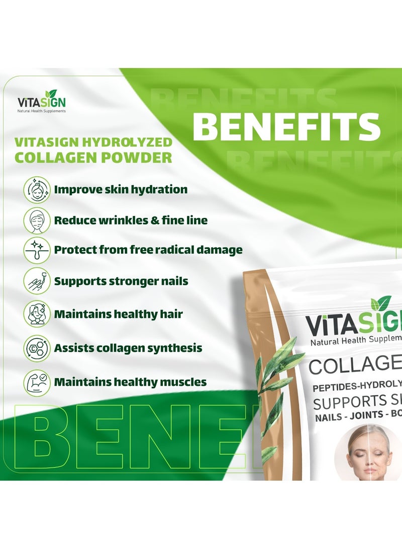 فيتاساين مسحوق الكولاجين المُحلل من فيتاساين، النوع الأول والثالث، بدون نكهة، 500 غرام - دعم غذائي يومي - Image 4