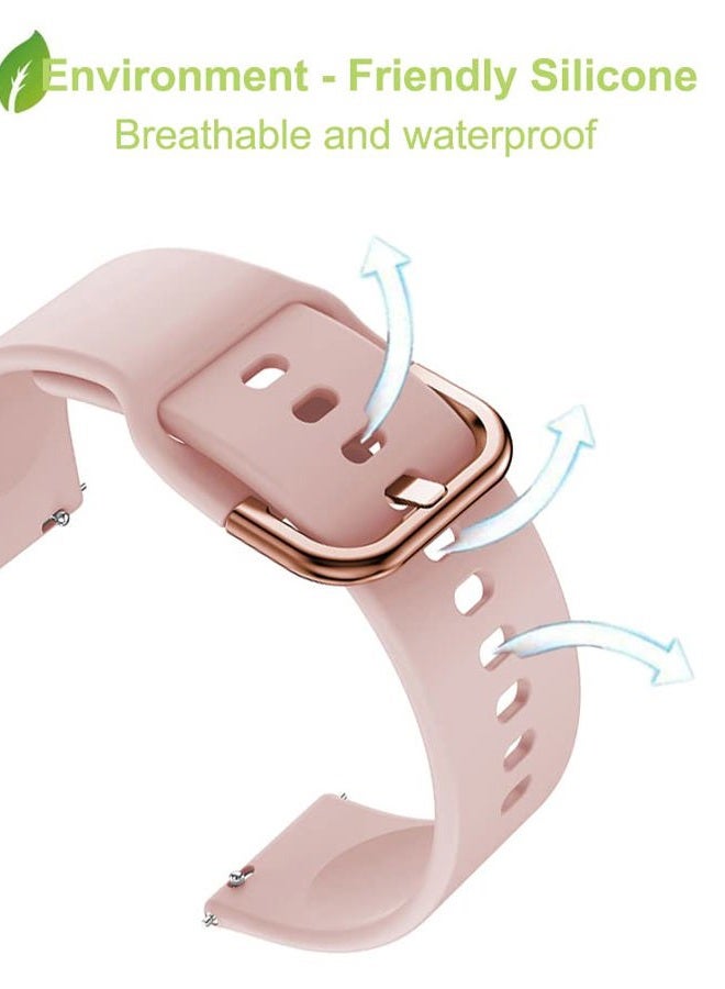 DEALELE Strap Compatible with Samsung Galaxy Watch 4/4 Classic / 5/5 Pro/Galaxy 3 41mm / Galaxy Watch 42mm / Active 2, 20mm Silicone Replacement Bands for Huawei GT2 42mm / GT3 42mm (Pink) - Image 3