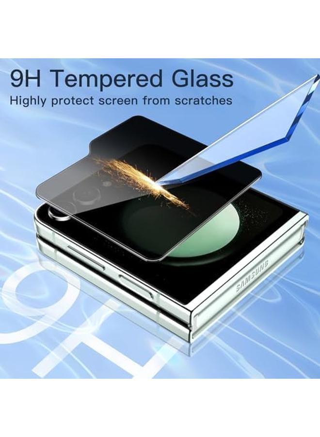 جي تيك واقي شاشة الخصوصية الأمامي لهاتف Samsung Galaxy Z Flip 5 من الزجاج المقوى المضاد للتجسس مع أداة تثبيت سهلة، عبوة من قطعتين - Image 5