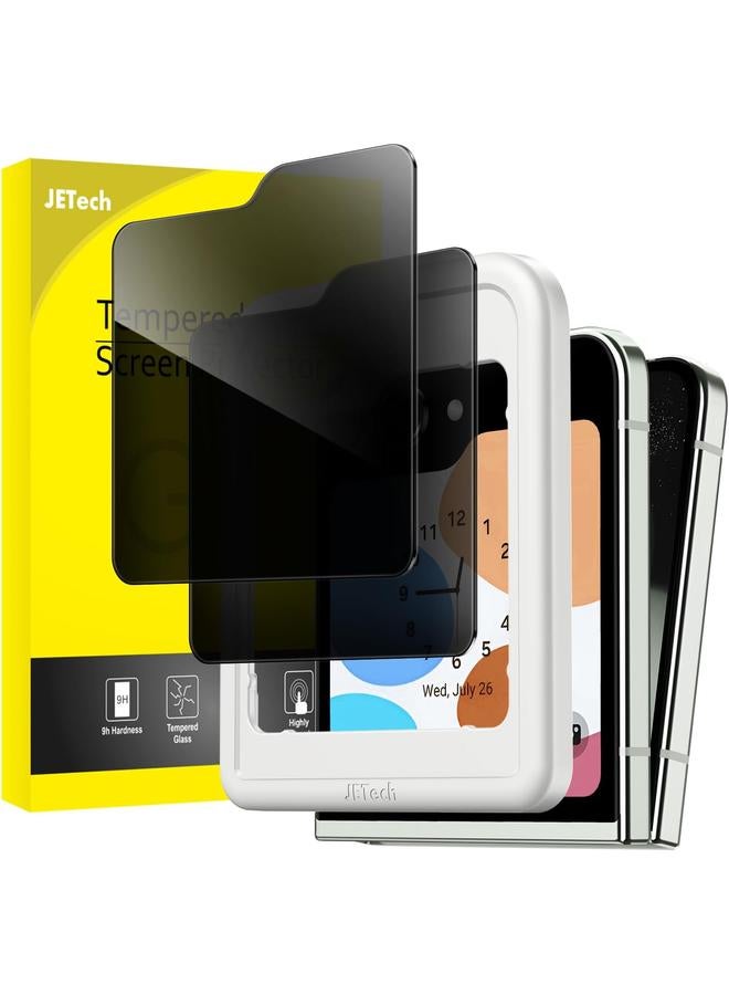جي تيك واقي شاشة الخصوصية الأمامي لهاتف Samsung Galaxy Z Flip 5 من الزجاج المقوى المضاد للتجسس مع أداة تثبيت سهلة، عبوة من قطعتين - Image 1