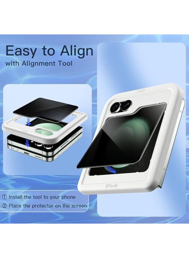 جي تيك واقي شاشة الخصوصية الأمامي لهاتف Samsung Galaxy Z Flip 5 من الزجاج المقوى المضاد للتجسس مع أداة تثبيت سهلة، عبوة من قطعتين - Image 4