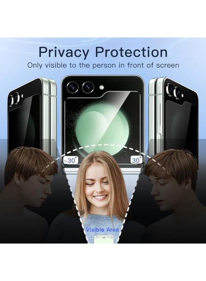جي تيك واقي شاشة الخصوصية الأمامي لهاتف Samsung Galaxy Z Flip 5 من الزجاج المقوى المضاد للتجسس مع أداة تثبيت سهلة، عبوة من قطعتين - Image 3
