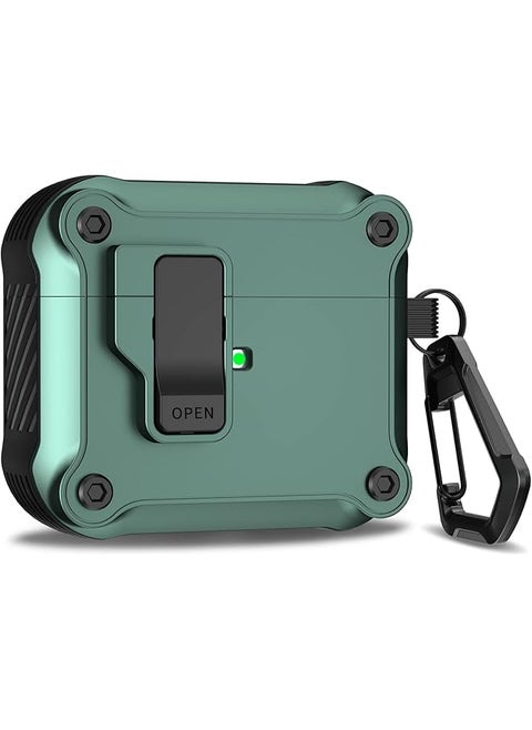 Airpods 3Rd Generation Case With Secure Lock Clip Full Body Shockproof Hard Shell Protective Airpods 3 Case Compatible With Airpod 3Rd Gen 2021 Green
