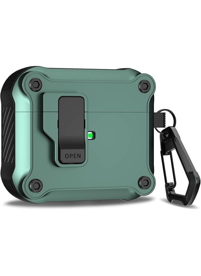 erorex - Airpods 3Rd Generation Case With Secure Lock Clip Full Body Shockproof Hard Shell Protective Airpods 3 Case Compatible With Airpod 3Rd Gen 2021 Green - Image 1