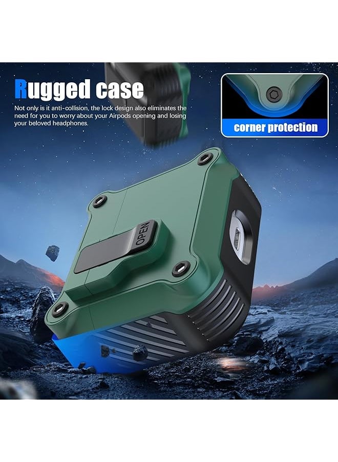 erorex - Airpods 3Rd Generation Case With Secure Lock Clip Full Body Shockproof Hard Shell Protective Airpods 3 Case Compatible With Airpod 3Rd Gen 2021 Green - Image 1