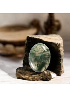 Generic ALIF AGATE Natural Moss Agate Oval-Shaped Healing Stones for Reiki Healing, Energy Balancing, and Crystal Therapy A Perfect Tool for Chakra Alignment and Spiritual Wellness (Pack of 1)  - Image 1