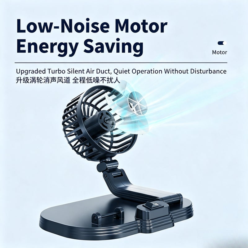 Car Dual Head USB Fan, Portable Mini Desk Fan - Image 2