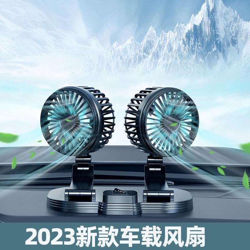 Car Dual Head USB Fan, Portable Mini Desk Fan - Image 4