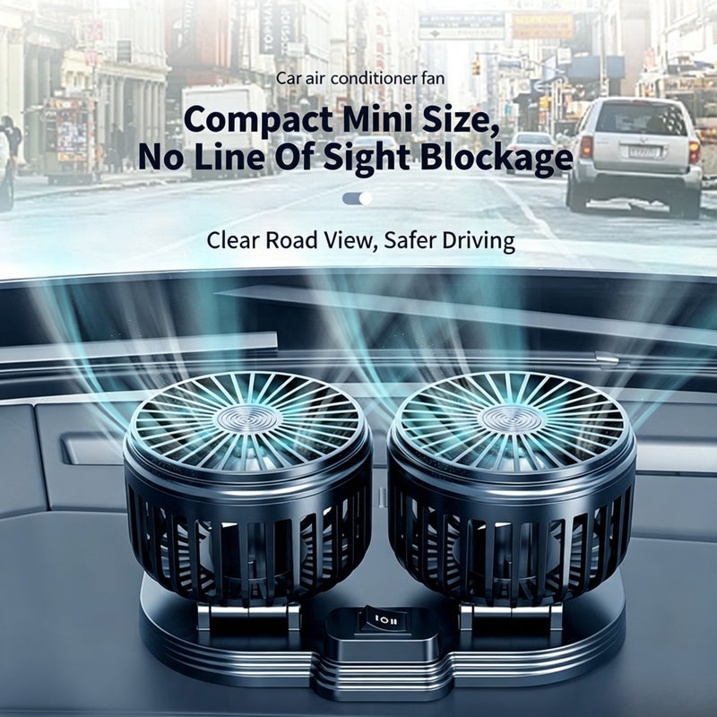 Car Dual Head USB Fan, Portable Mini Desk Fan - Image 3